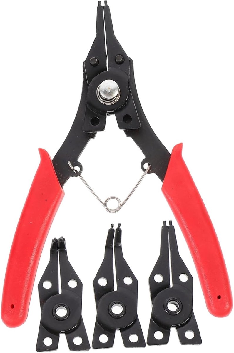 1 Set Borgveer Verwijderaar Verwijderen Uitwisselbaar Verwijdering Cirkel Snap Gereedschap Multifunctionele Montage Borgveer Tool Multitool 45# Staal Rood