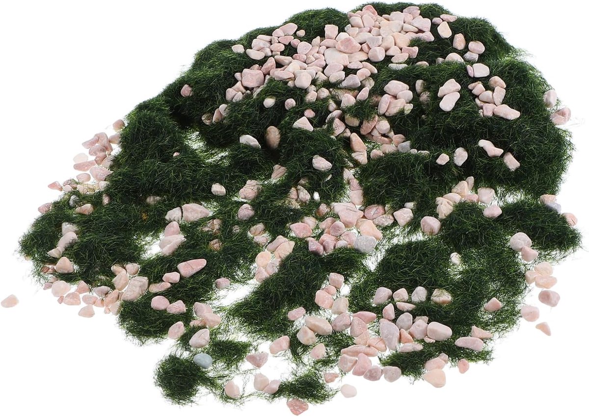 1 Set DIY Model Scenery Groen Kunstgrasmat Met Stenen Voor Spoorwegmodellen, Sprookjestuinen En Miniatuurlandschapsprojecten Donkergroen