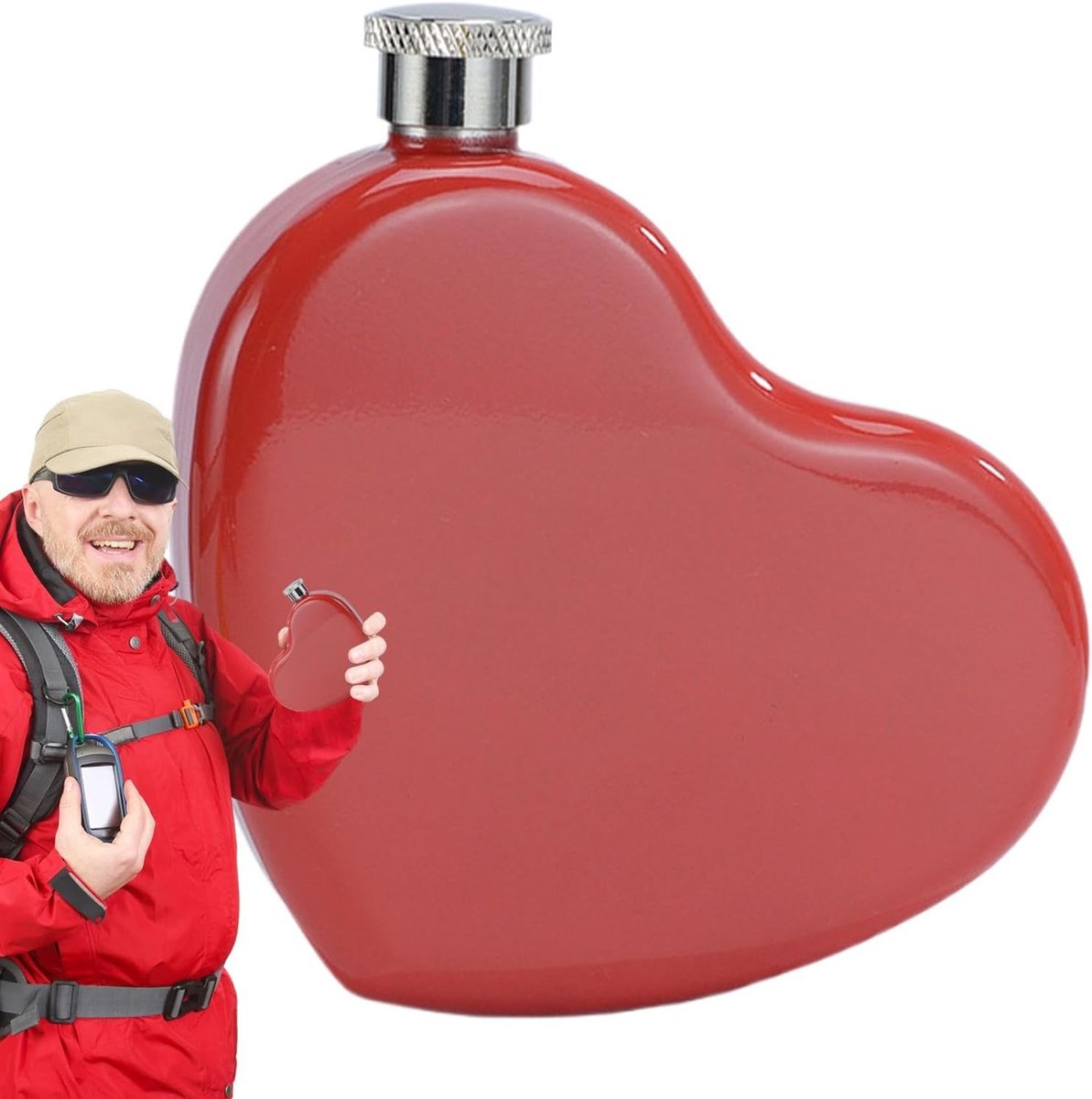 Heupfles met hartvormige wijnfles, 130 ml drinkfles