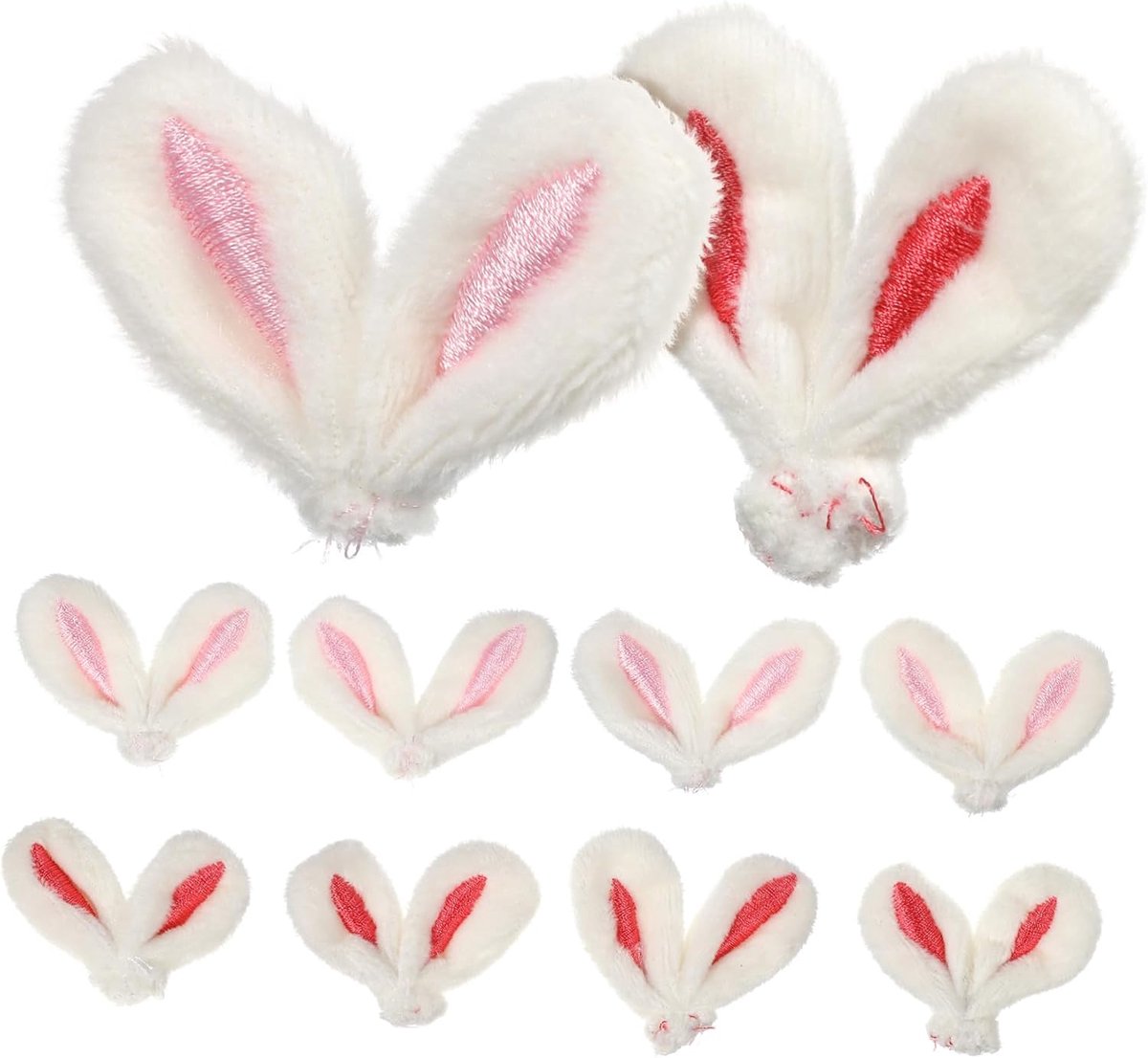 10 Stuks Zachte DIY Konijnenoren Decoratie Handgemaakte Stoffen Accessoires voor Knutselprojecten Haarclips Knuffeldierversiering Rood Roze Geschikt voor Feest Cosplay