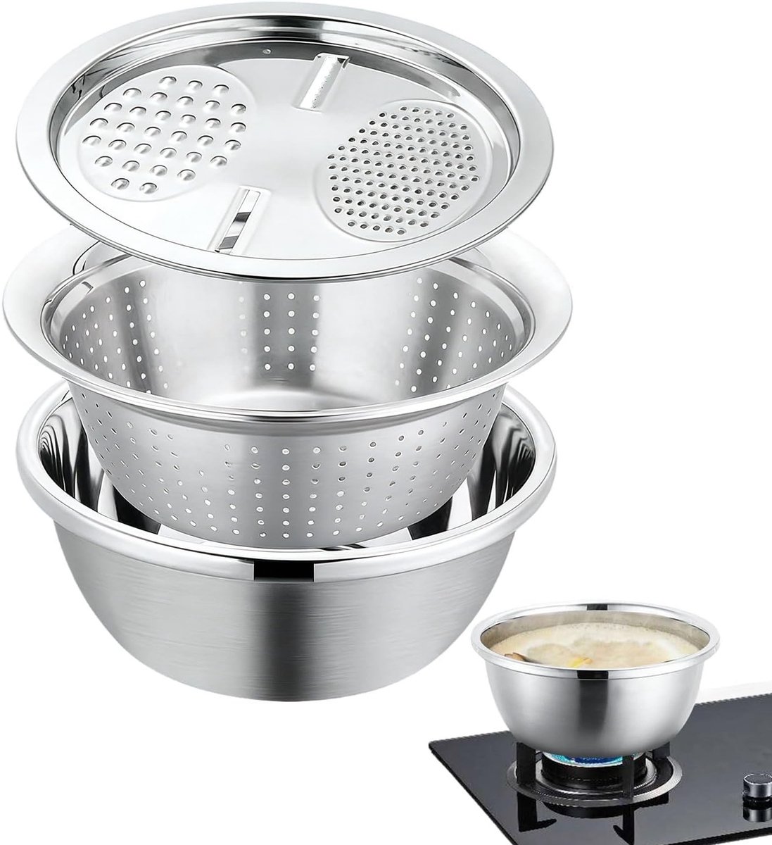 Zeef kom - groente S 26 cm, roestvrijstalen mand | voedselbereiding mengrasp voor salade wassen afdruipen maaltijdvoorbereiding appartement keuken restaurant eetkamer multifunctioneel duurzaam