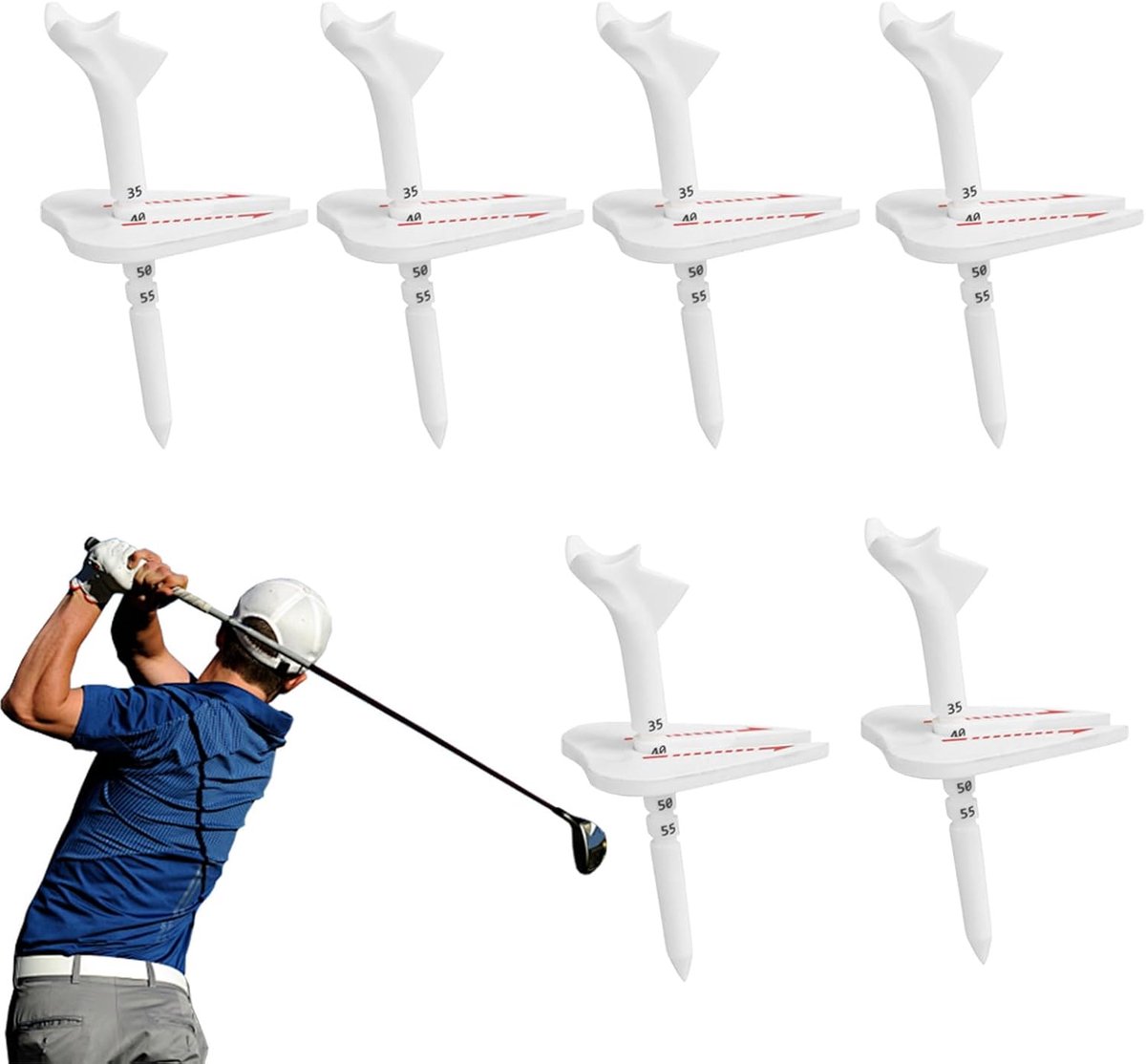 Golfuitrusting, 6 stuks, in hoogte verstelbaar en demonteerbaar, hoge stabiliteit, golftees, voor fietsers, golfers, echtgenoot, , dochter, heren, jongens, meisjes, tieners