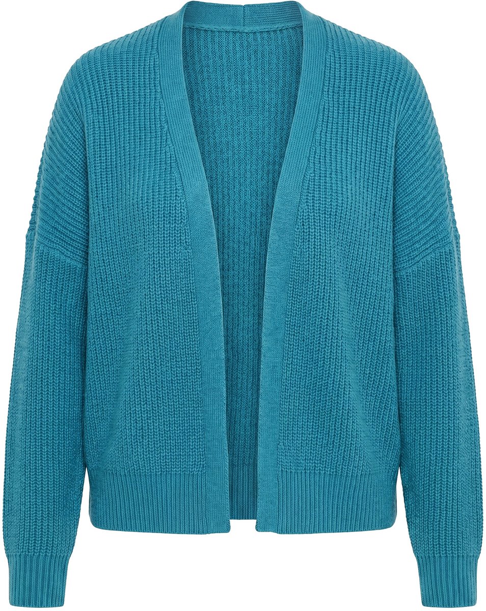 Ulla Popken - Dames - Vest zonder sluiting lange mouwen - Jeansblauw - Maat 54+