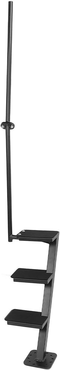 Boottrailertrap Koolstofstalen Boottrailerladder 3 Treden met Handvat en Antislipband Universele Opstaptrede voor Basboten en Deep V-trailerboten