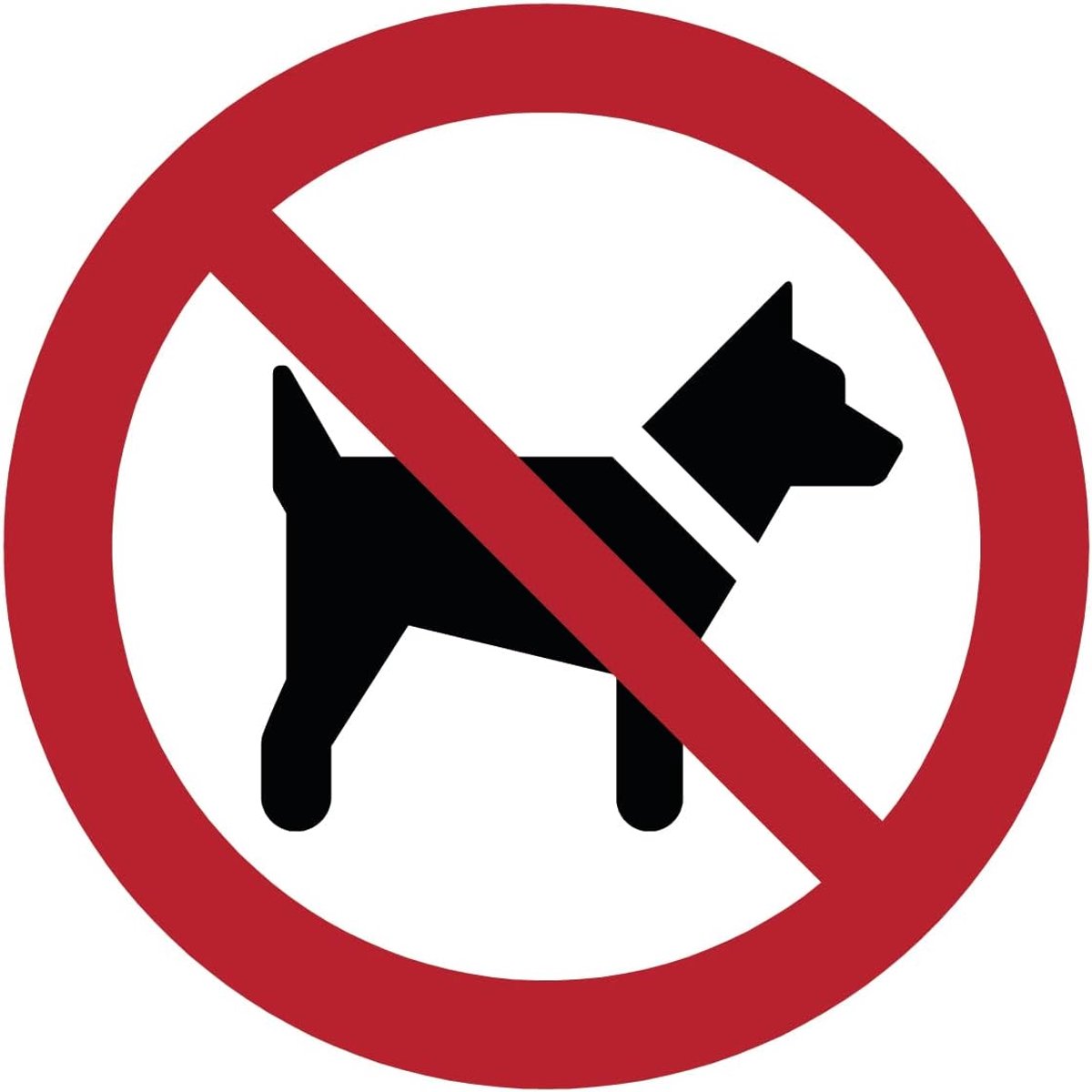 Stickers, gelamineerd, rond, zelfklevend, waterbestendig, NF ISO7010, uv-bestendig, gelamineerd, voor honden verboden, diameter 15 cm