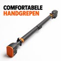 Zwarte en oranje stang met comfortabele handgrepen en waterpas.