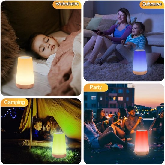 1 stuks - Nachtlampje Volwassenen - Tafellamp slaapkamer - USB oplaadbaar Nachtlampje Kinderen - Leeslamp - Wake-up Light - Sfeerlamp - LED verlichting - Bedlamp voor Baby, Kinderen & Volwassenen van Flintry — afbeelding 3