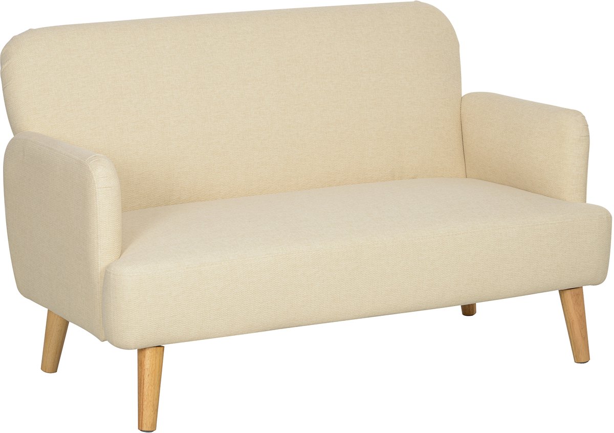 Homona 2-zitsbank - Met armleuningen - 130 x 74 x 79 cm - Crèmewit