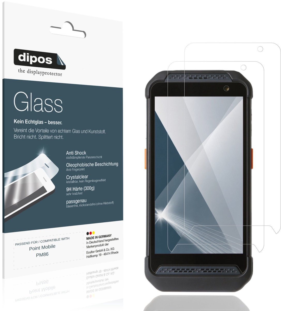 dipos – 2x Pantserfolie geschikt voor Point Mobile PM86 | 9H Screenprotector