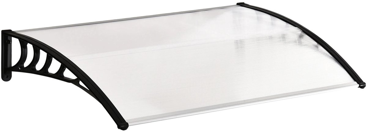 VIEMAE Deurluifel - Luifel voordeur - Afdak - Overkapping voordeur - Zonneluifel - Raamluifel - 122x89cm - Zwart - Kunststof
