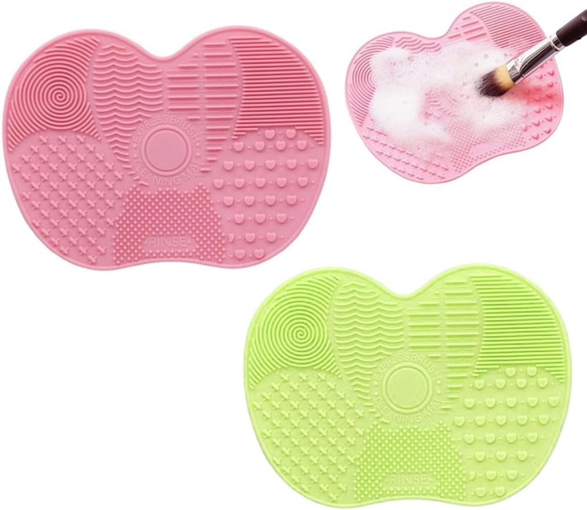 Set van 2 Reinigingsmatten voor Make-upkwasten, Silicone Matten voor Effectieve Reiniging, Draagbaar en Handig voor Schoonmaken van Make-uptools