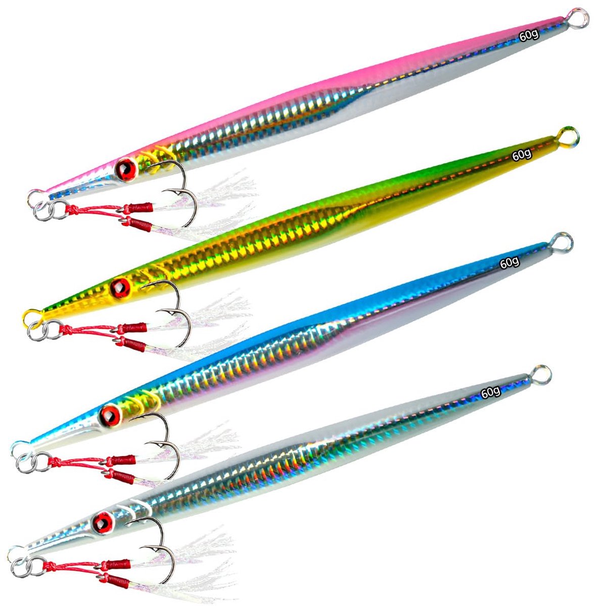 Diep Snel Zinkend Hardmetalen Zeespinner Kunstaas - Voor Baars, Zeebaars, Makreel & Jiggen - 4 Stuks 60g 14.6cm