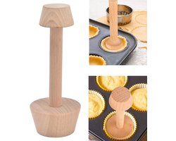 Houten Tamper voor Gebak, Mini Taartmaker voor DIY Eieren, Muffins en Cheesecakes - Ideaal voor Desserts en Taartdecoratie