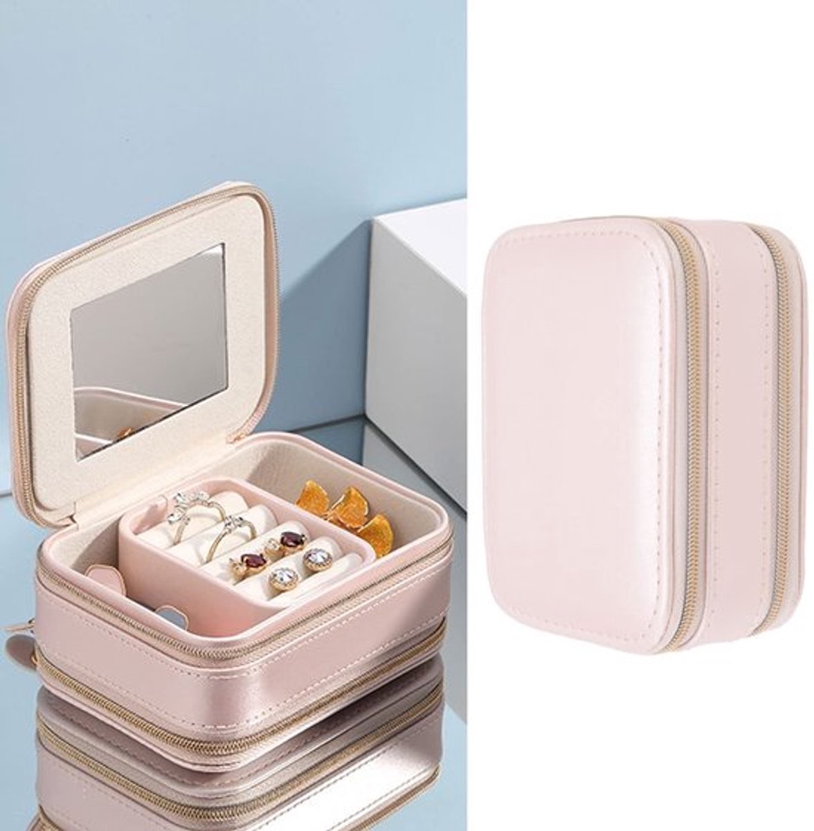 Dailygoody - Sieradendoos - Reizen Sieraden Case - Handig Draagbaar - Roze