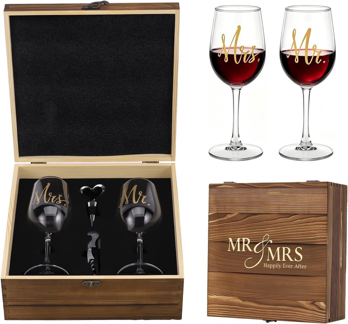 Elegante Wijnglazen voor Stellen met Gepersonaliseerde Gravure - Perfect voor Trouwen en Cadeaus