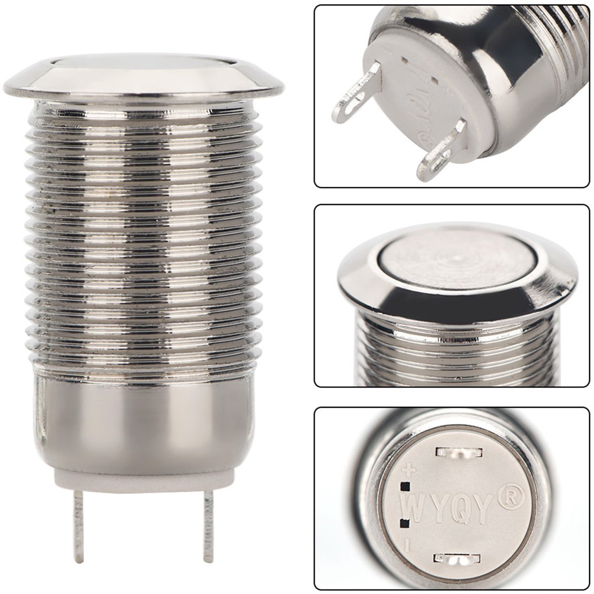 Metalen Drukknop Schakelaar – 12 mm – Zelfvergrendelend – IP67 Waterdicht – Set van 5