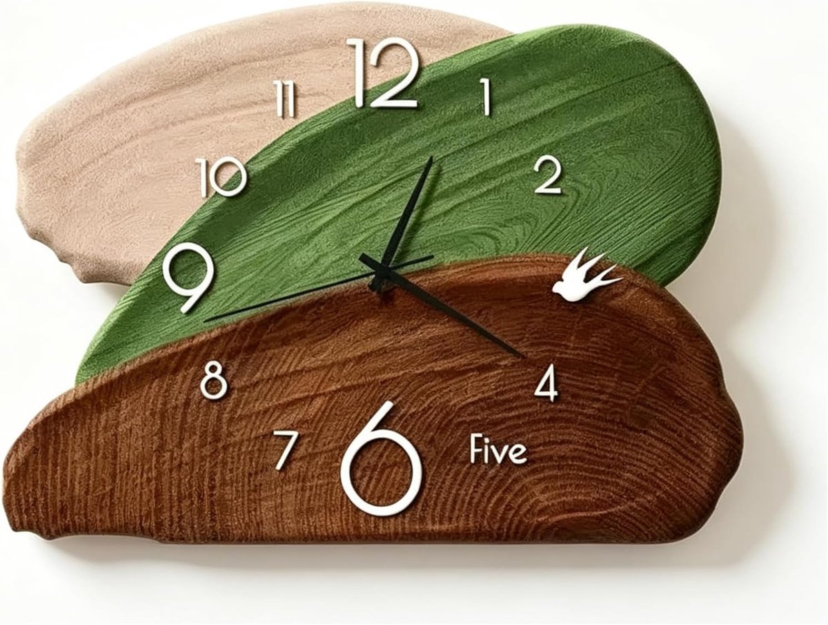 Houten Abstracte Bureauklok – Bureauornament – Stil Tijdloos – Voor Kantoor Thuis