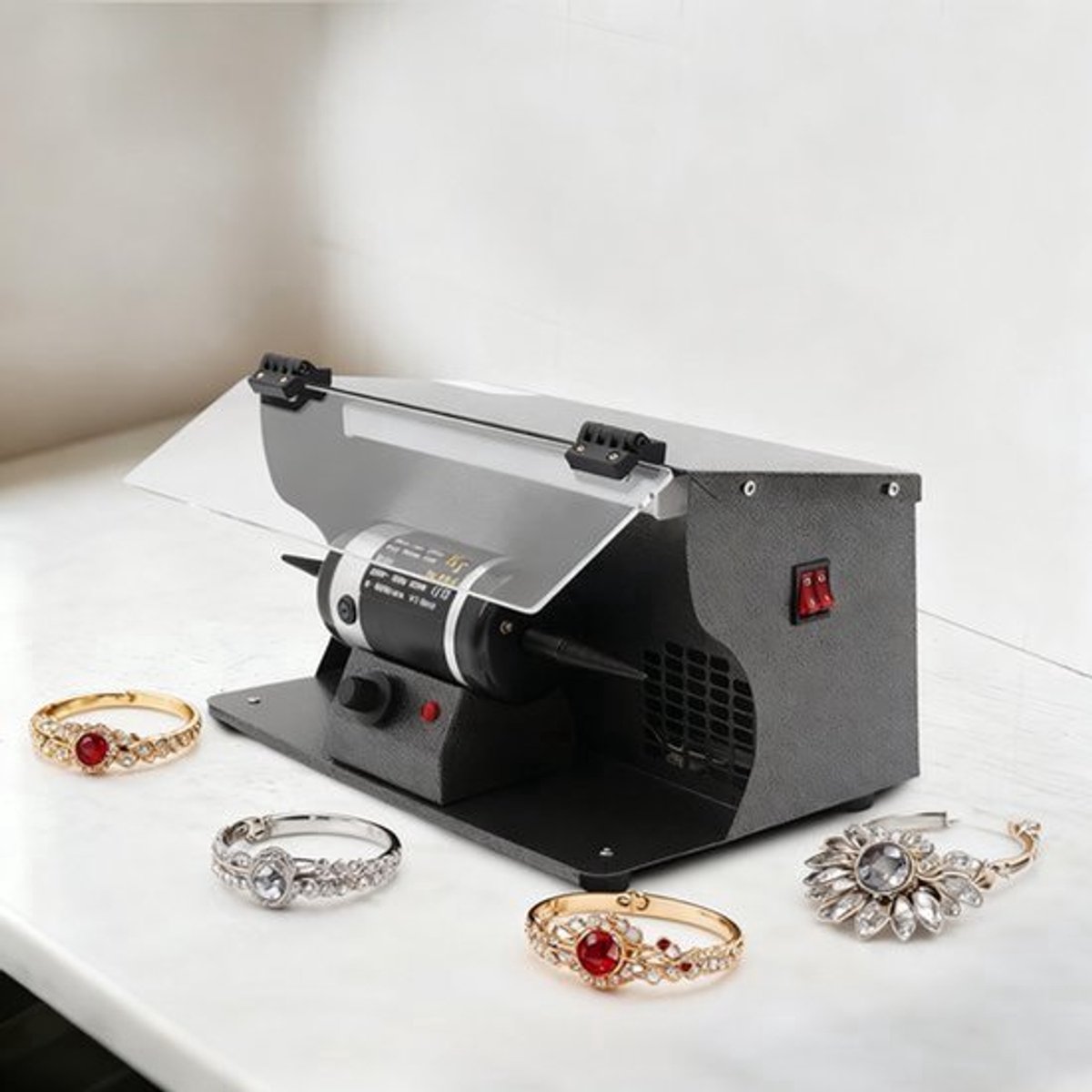 Polijstmachine Variabele Snelheid - 200 W Vermogen - Werkbank Slijpmachine - Metaal En Hout - Juweliersgereedschap