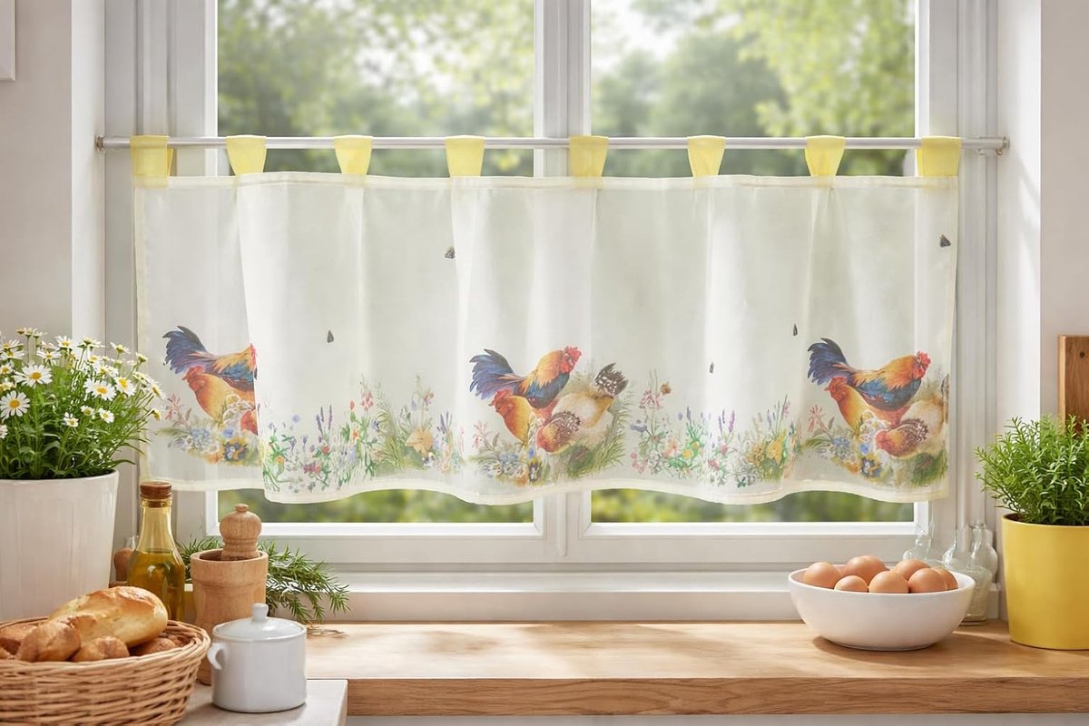 Gordijn - 45 x 120 cm - Polyester - Landelijk - Transparant
