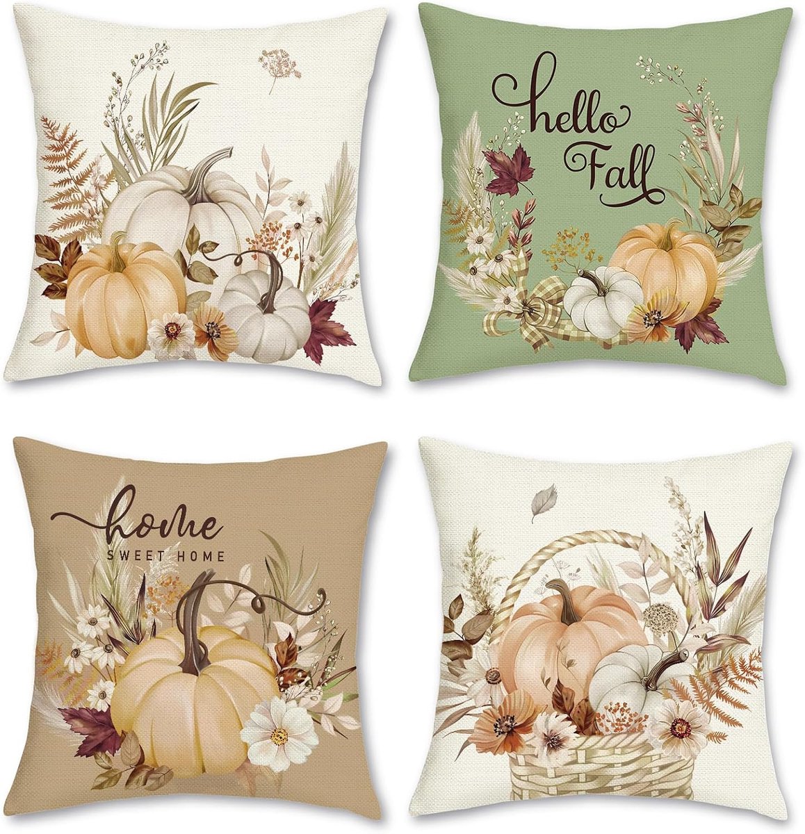 Kussenhoes - Set van 4 - 45 x 45 cm - Linnen - Handgemaakt - Wasbaar