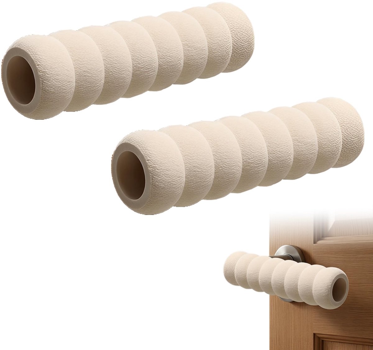 Wandbeschermer Deurklinkstopper - Schokabsorberend - Antistatisch - Zacht schuim - Voor thuis en kantoor - Set van 2 - Beige