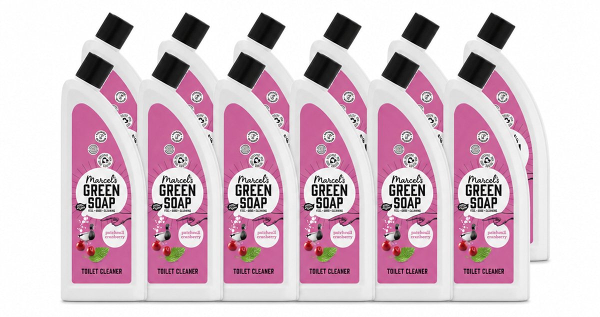 12 x Marcel's Green Soap - Toiletreiniger - Patchouli & Cranberry - Krachtige frisheid - Voordeelverpakking - 12 stuks