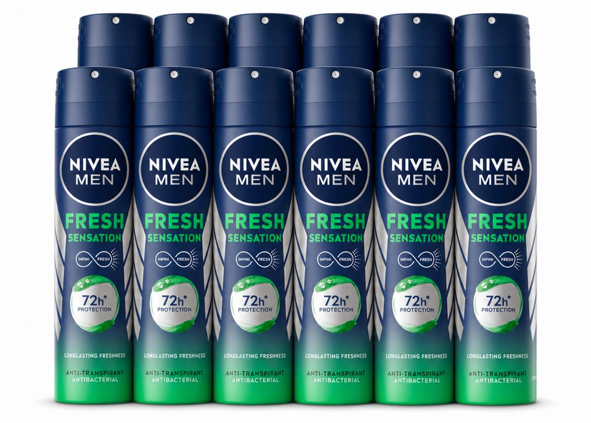 12 x NIVEA MEN - Deodorant Spray - Fresh Sensation - 150 ml - Voordeelverpakking - 12 stuks