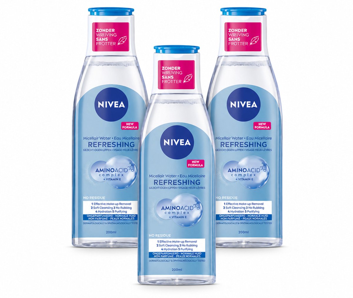 3 x NIVEA – Micellair Reinigingswater – Refreshing – 200 ml - Bulkverpakking - 3 stuks