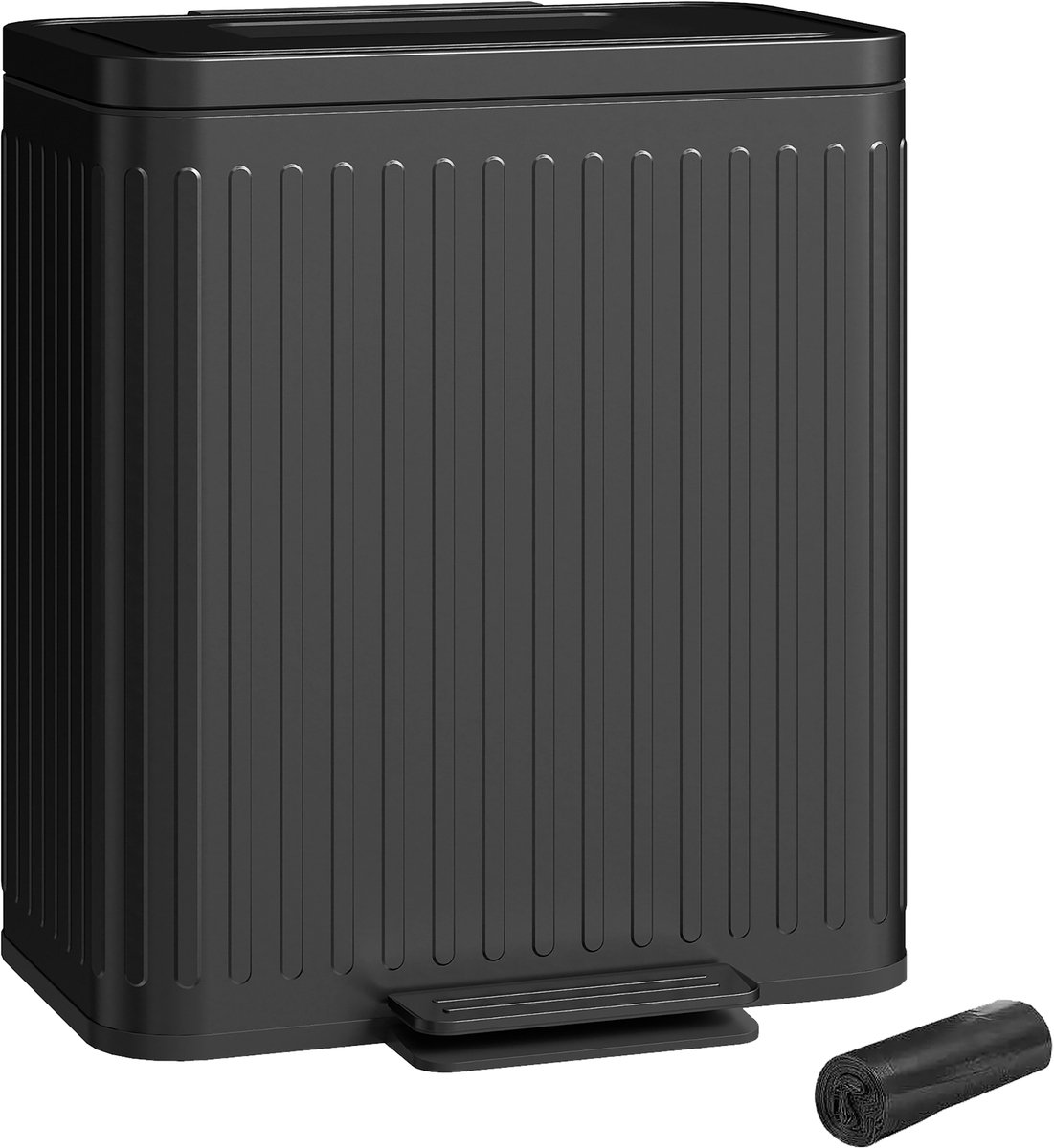 Homcom Trash Can-Metaal, Kunststof-45,5L x 36,5B x 51H cm-Zwart