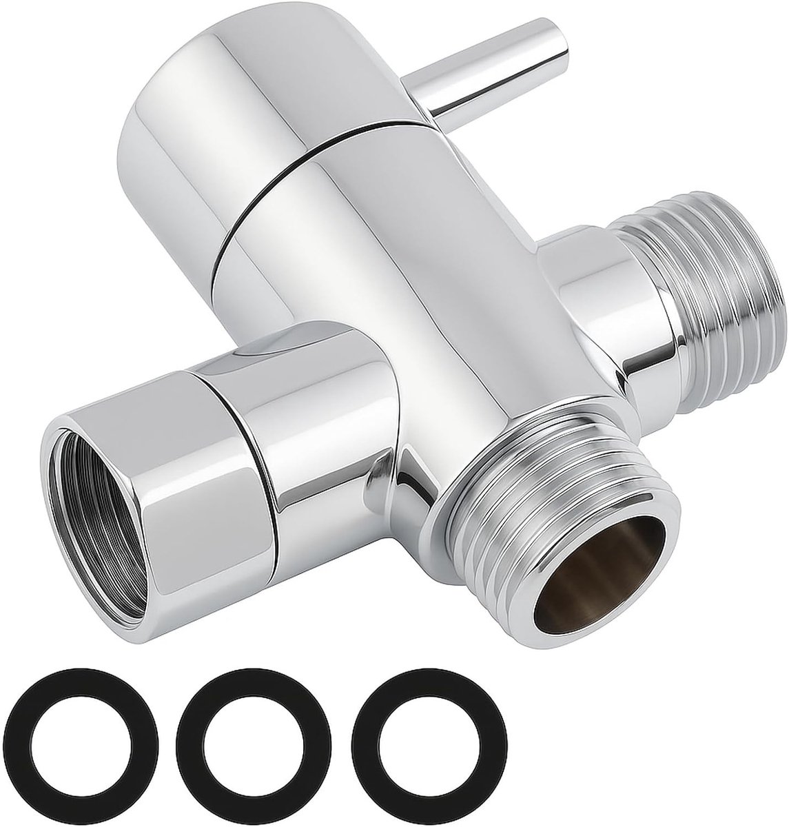 Omschakelklep douche - Verchroomd - G1/2 inch - Kunststof 3-weg ventiel - Universele douche en toiletkraan
