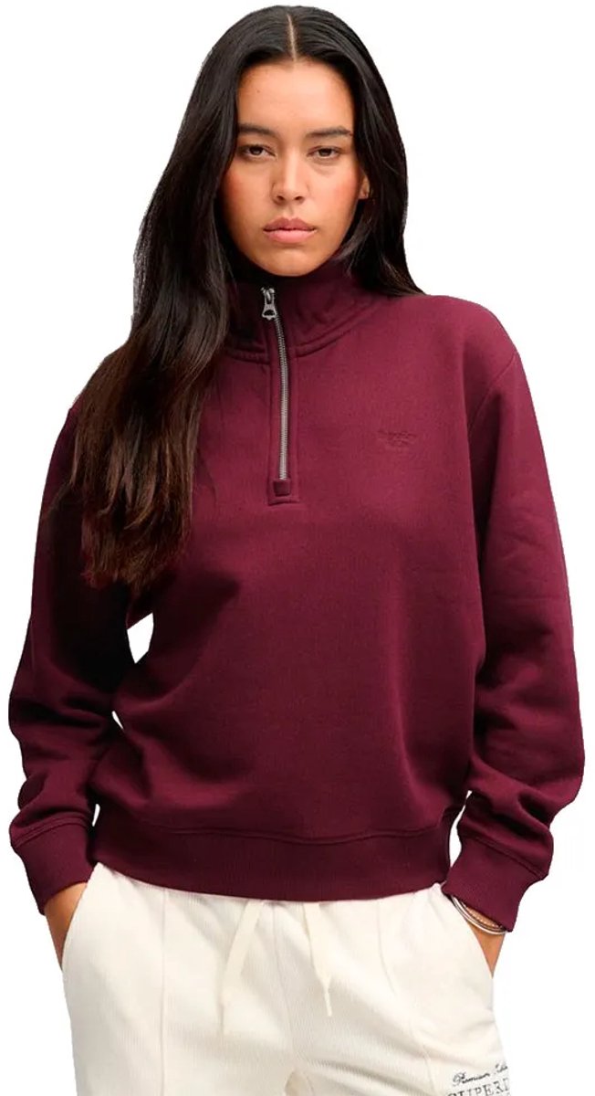 Superdry Signature Embroidered Sweatshirt Met Halve Rits L Vrouw Rood
