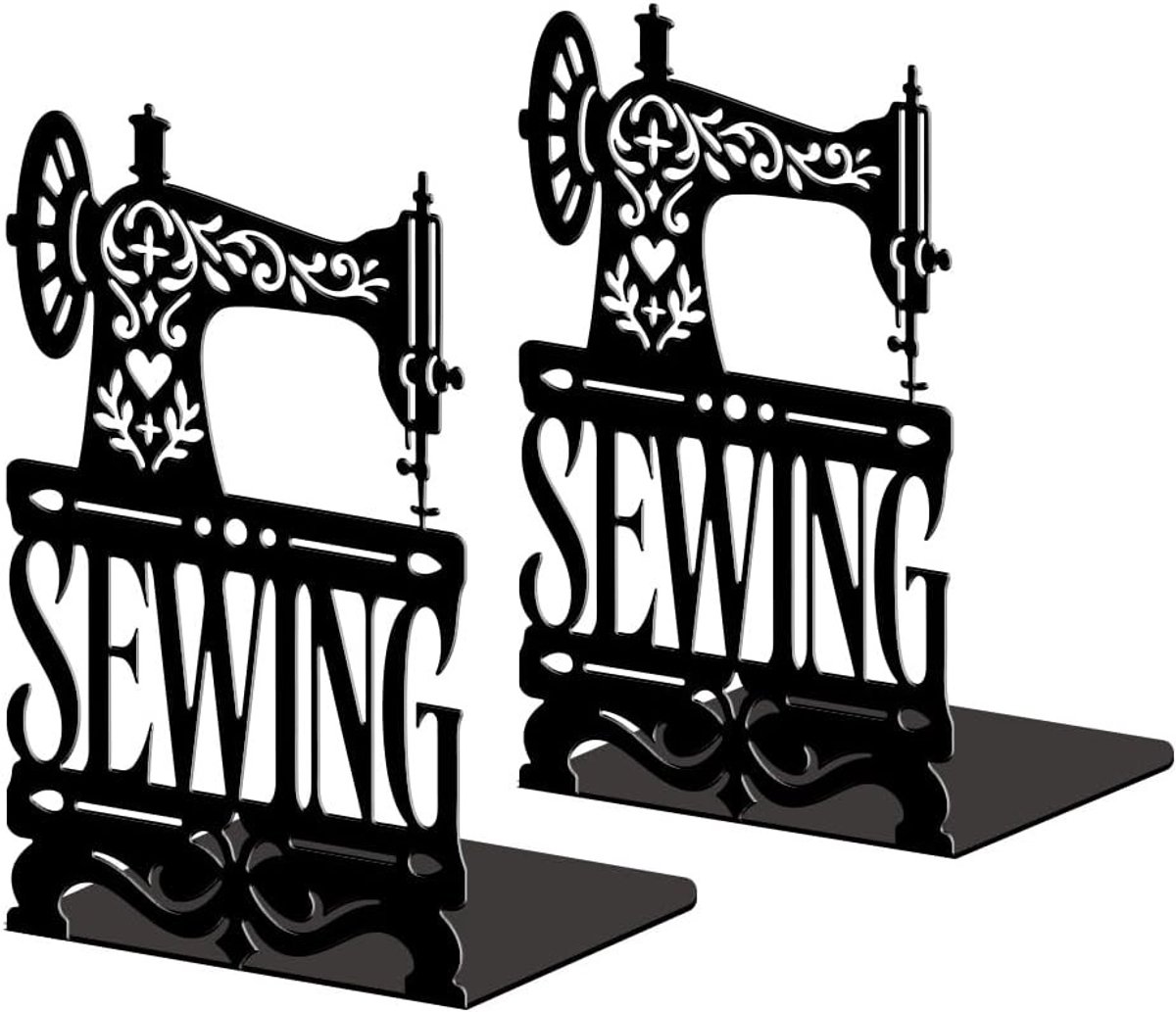 Retro Boeksteunen Set van 2, Vintage Naaimachine Ontwerp met Antislip Stickers voor Slaapkamer, Bibliotheek en Kantoor
