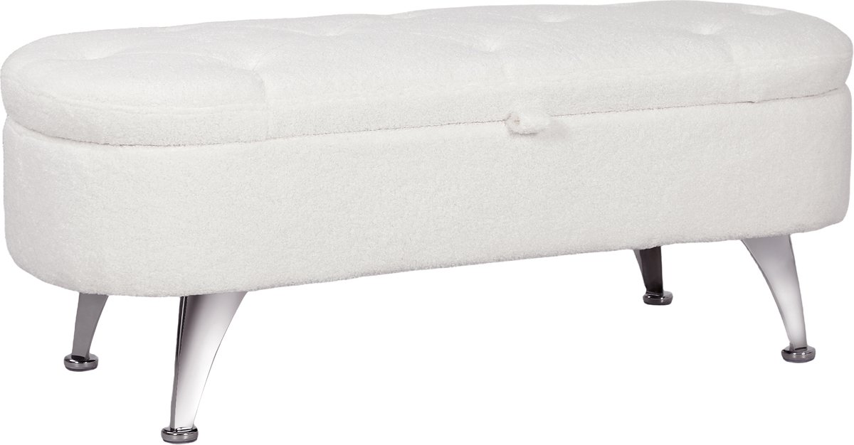 HOMCOM-Sitzbank-Polyester, Metall-114L x 47B x 46,5H cm-Weiß