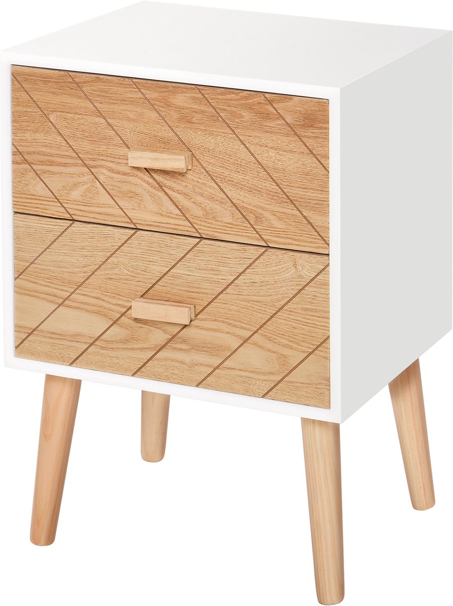 HOMCOM-Nachtkastje-Hout-40x30x55,5cm-Wit