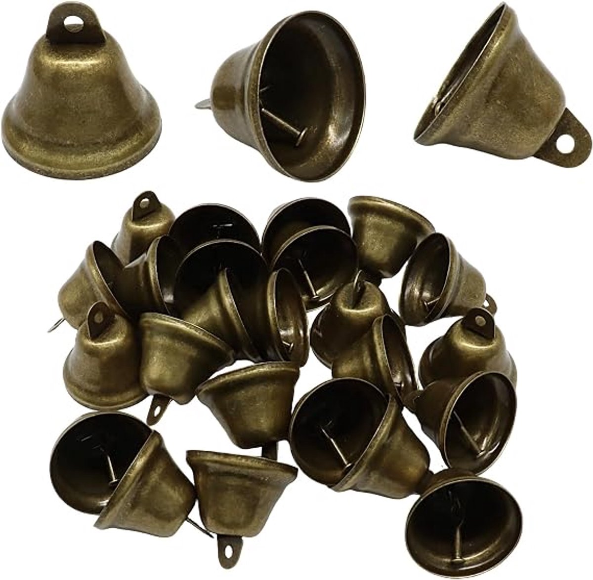 30 pieces - Vintage bells - Mini bells - Handmade bells - Metal - Collar bells - Multi-functional bells - 38mm - Suitable for pets, crafts, home, garden, shops, restaurants, doorbells - Bronze