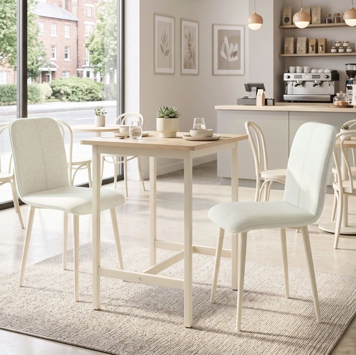 REDOM - Eetkamerstoel - Hoog rugleuning - Gepolsterde zitting - Metalen buisframe - Scandinavisch & Basic - Eetkamer - Stof - 85 x 42 x 57 cm