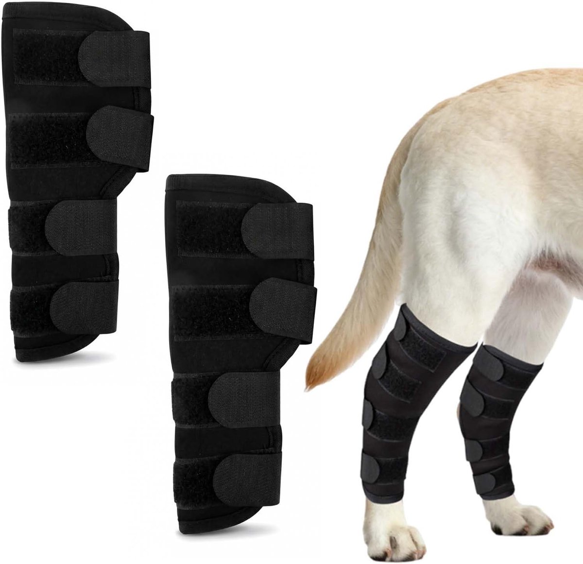 Verstelbare Enkel, Knie en Dijbandages voor Honden, Neopreen Ondersteuning voor Blessures en Verstuikingen, Maat M, Set van 2, Ideaal voor Actieve Honden