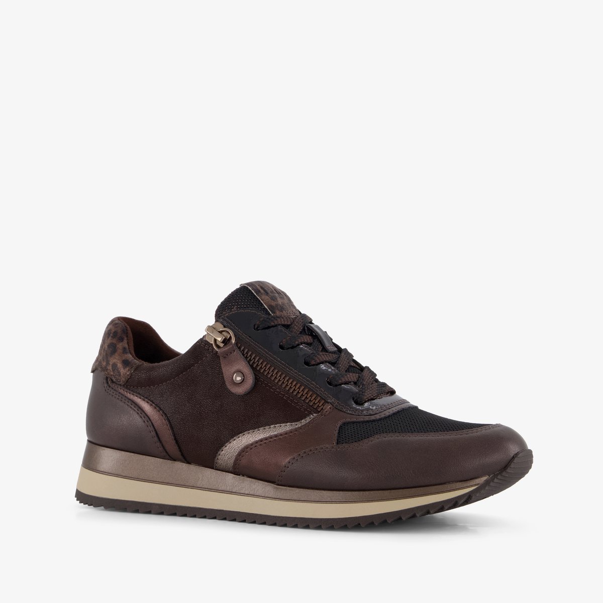 Jana dames sneakers met H leest bruin - Maat 37 - Uitneembare zool