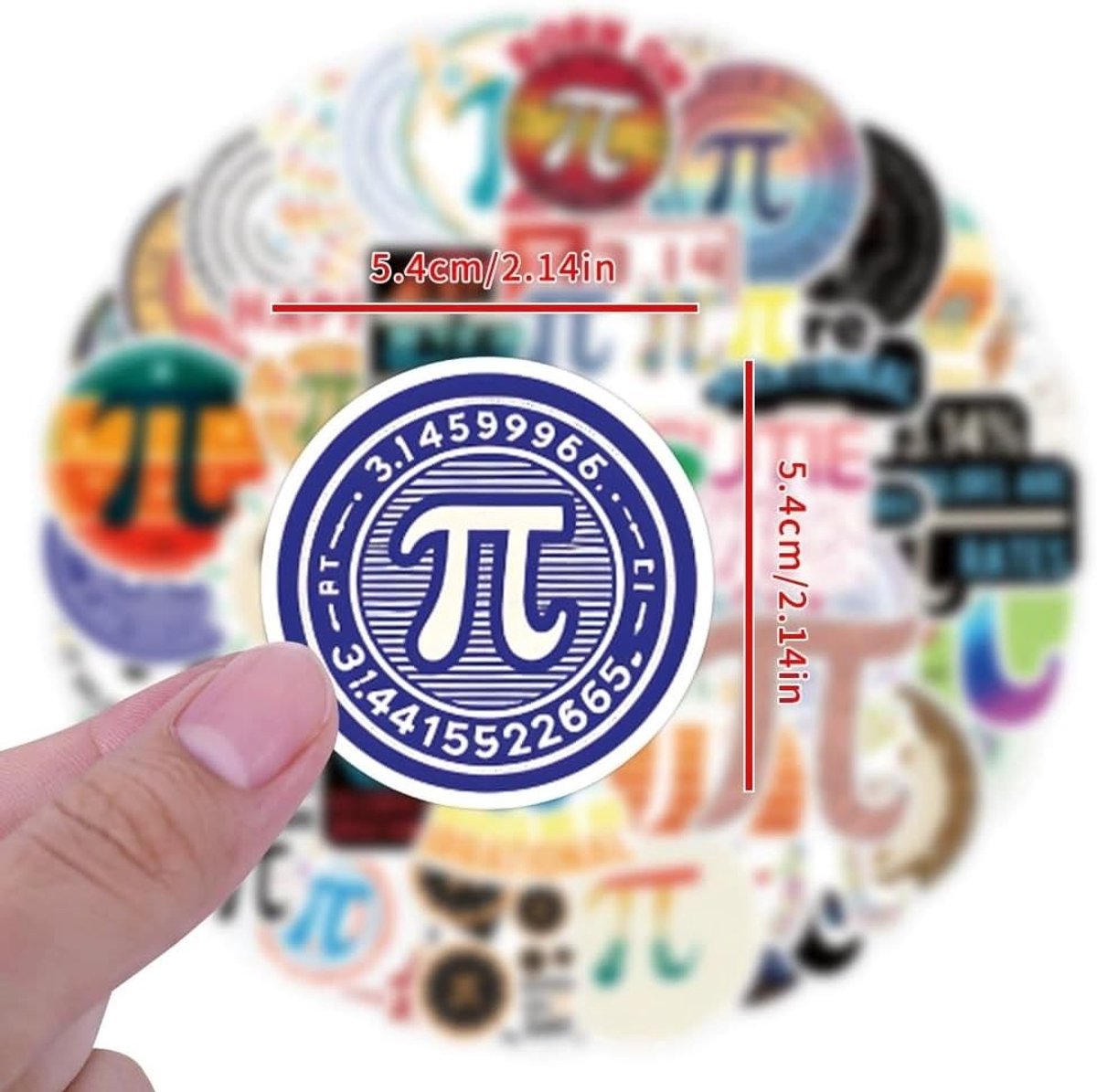 50 Stuks Pi Dag Stickers voor Skateboard, Motorfiets, Fiets en Laptop - Waterdichte Vinyl Graffiti Stickers voor Kinderen en Tieners