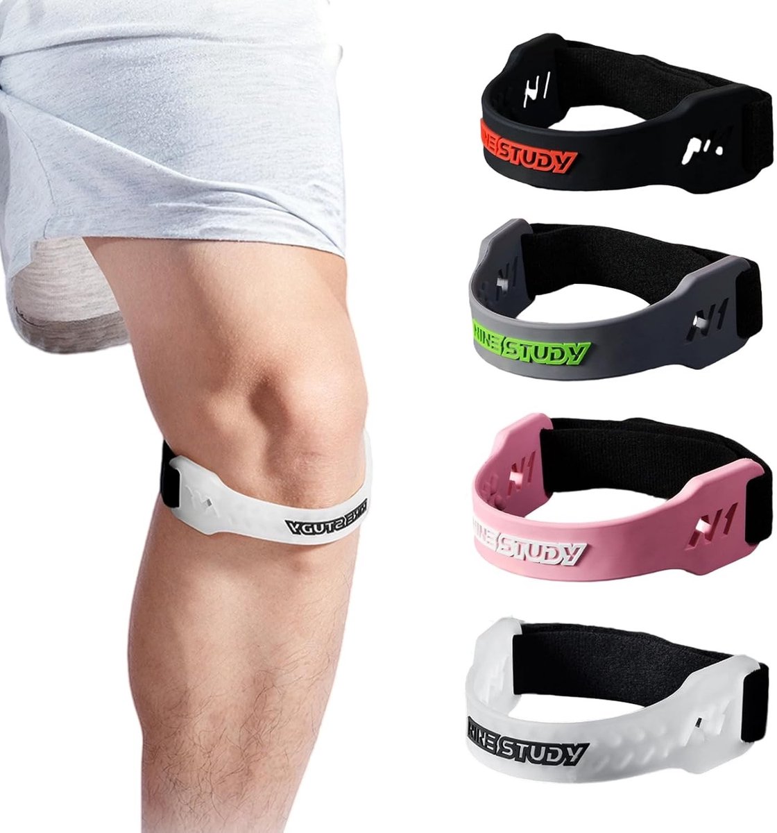 Verstelbare Kniebandages voor Mannen, Vrouwen en Tieners - Ideaal bij Tendonitis, Kniepijn en Sportactiviteiten zoals Hardlopen en Fitness (Set van 4)