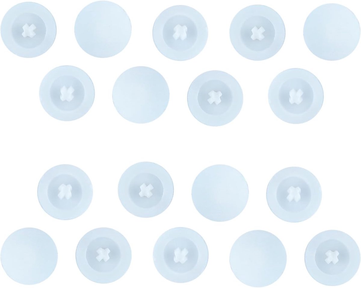Set van 50 Decoratieve Schroefdeksels voor Phillips Schroeven - 12 mm Diameter, Witte Plastic Afdekkappen, Perfect voor Interieur en Meubelafwerking