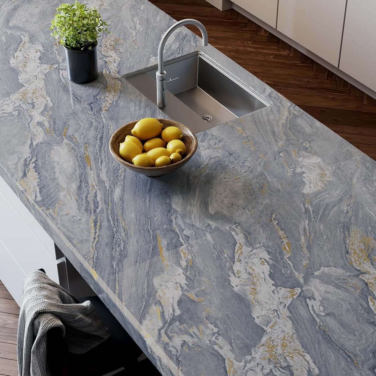 Glanzend grijs-gouden marmer behang voor keuken en badkamer, waterdicht zelfklevend vinyl voor meubels en werkbladen, 40cmx200cm