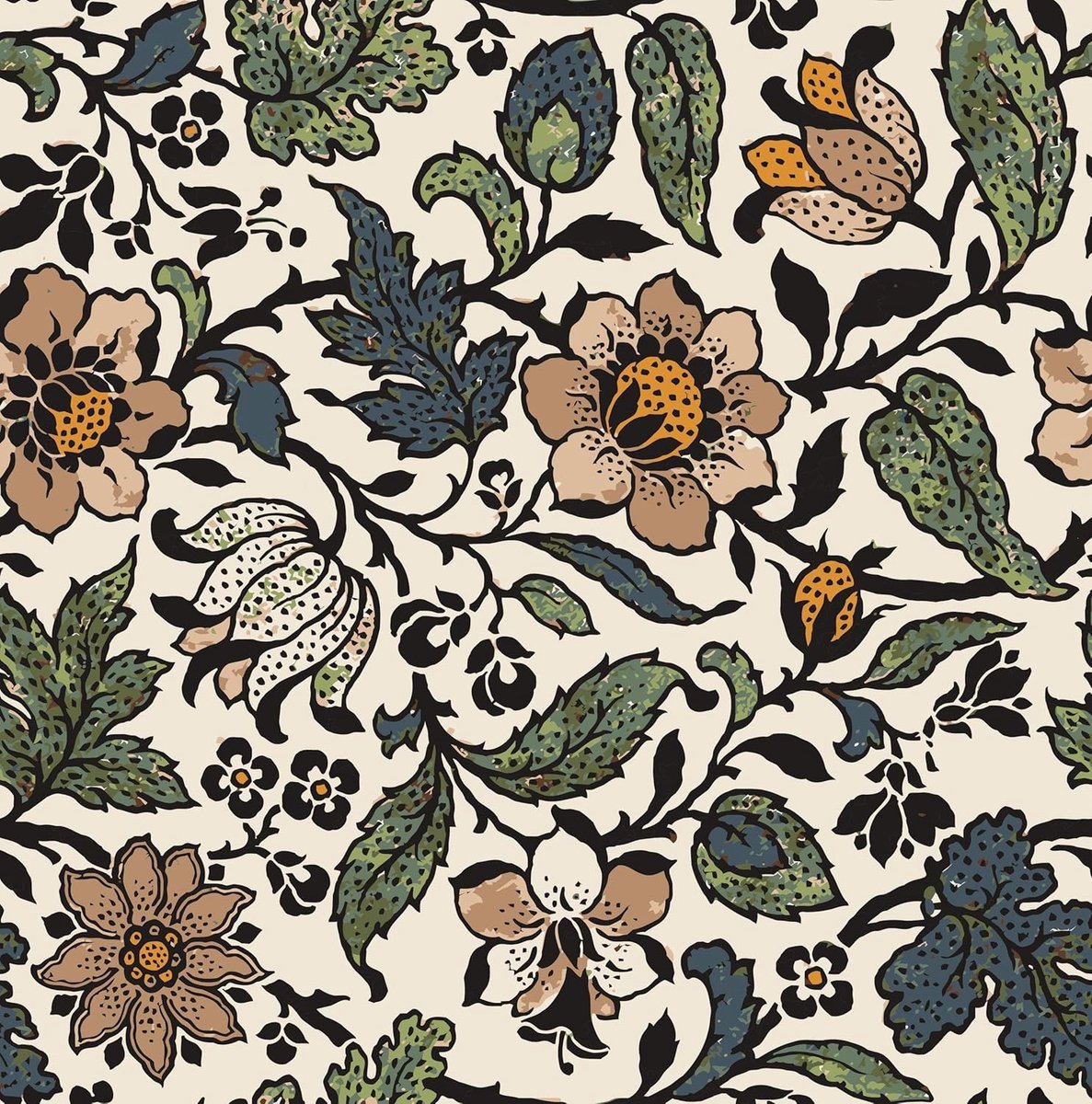 Zelfklevend Vintage Bloemenbehang 44.5cm x 200cm - Verwijderbaar Behang voor Woonkamer en Slaapkamer, Plakfolie voor Muurdecoratie en Interieurstyling