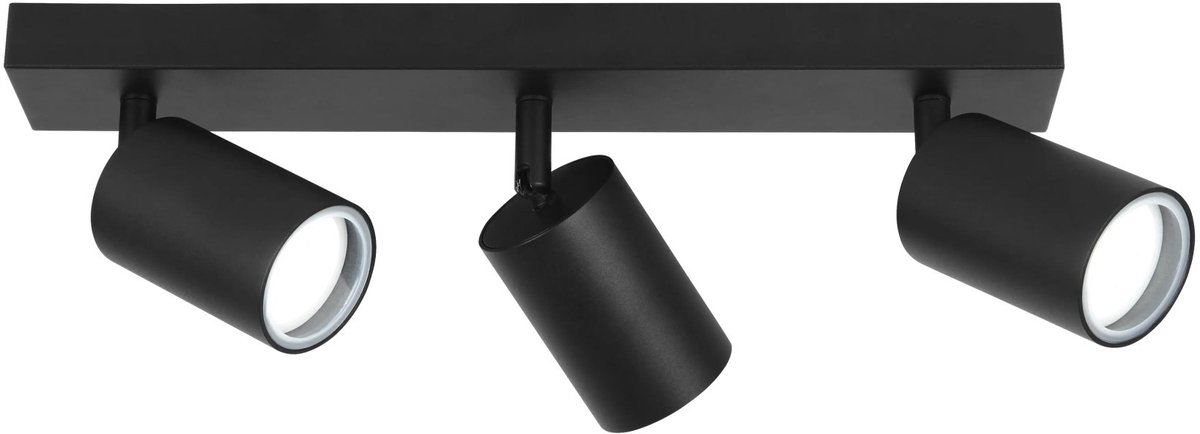 Inaki opbouwspot met 3 kantelbare lichtpunten in zwart aluminium, GU10 MR16 fitting, IP44, lichtbron niet inbegrepen