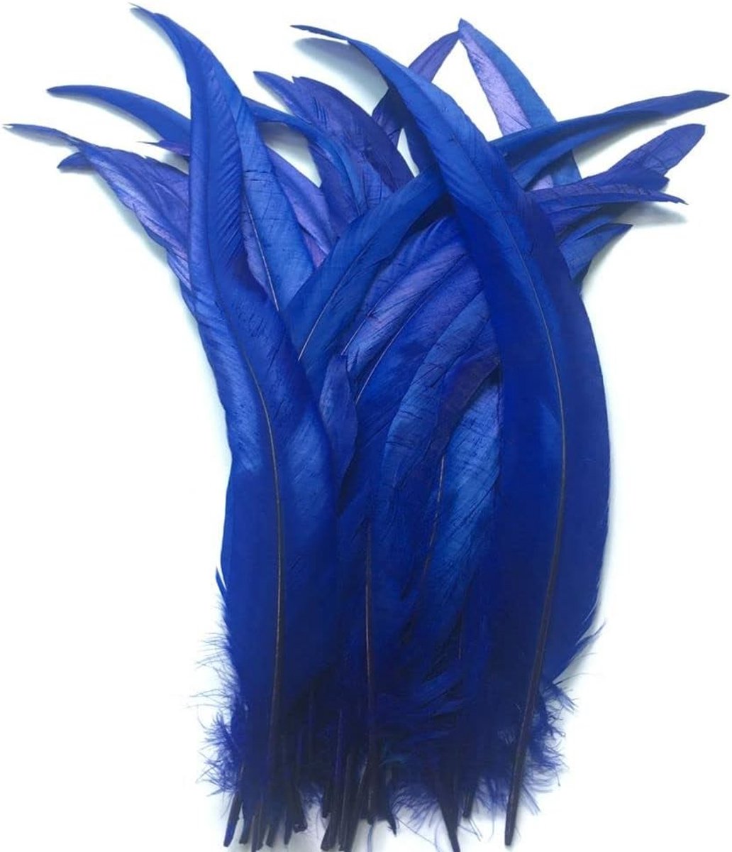 Royal Blue Haan Coque Staartveren 16-18" Lengte - Verpakking van 20 Stuks voor Creatieve Projecten en Decoratie