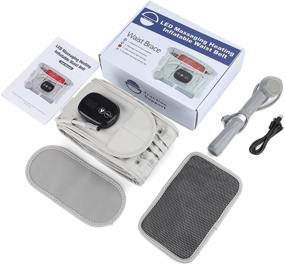 Deze rugsteungordel is voorzien van een rugmassagefunctie, drie massagestanden en een elektrische luchtpomp om lage rugpijn bij zowel mannen als vrouwen te verlichten.