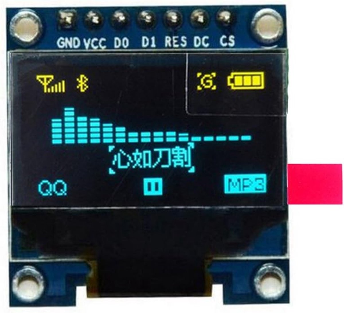 0.96 inch OLED LCD Scherm 128x64 SPI voor Arduino, Raspberry Pi en STM32 - Geel en Blauw Font