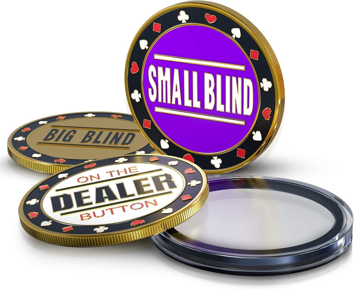 Poker Button Set - Metalen - 4 cm - Inclusief Beschermhoes - Voor Pokerfans