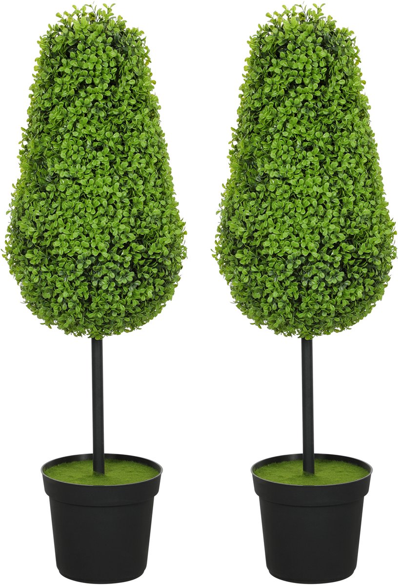 Homcom Kunstmatige Buxus Topiary in Pot - Kunstplant, Kunstboom - Groen