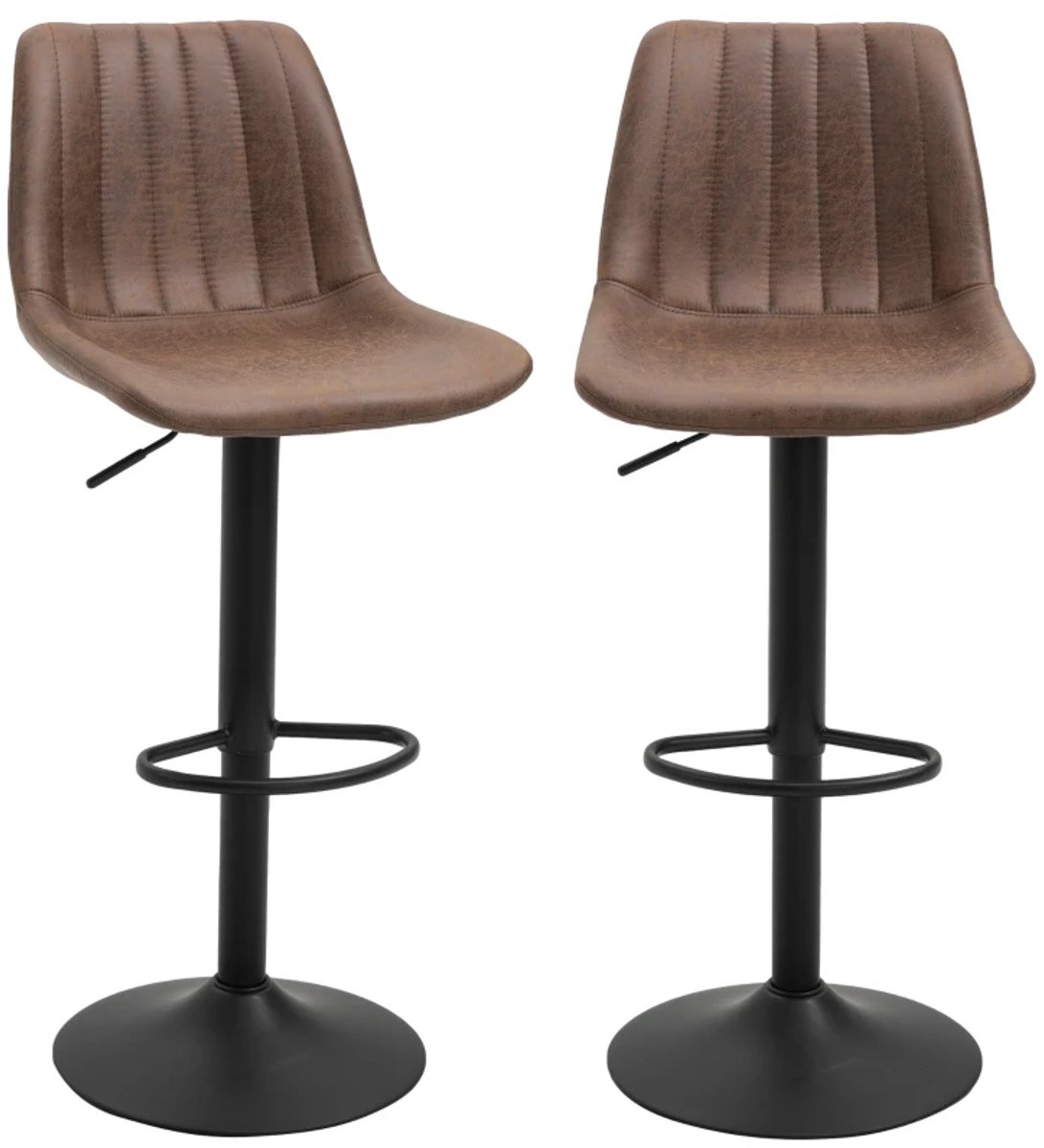 ZYLARO Barkruk - Set Van 2 - Retro Design - Inclusief Voetsteun - In Hoogte Verstelbaar - Gasveer - Bruin En Zwart bruin+zwart